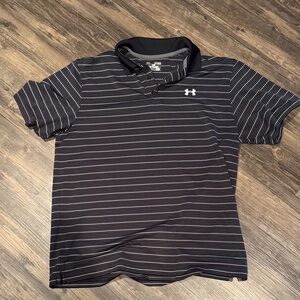 Under Armour Men's Navy and White Striped Polo